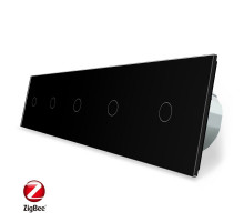 Умный сенсорный ZigBee выключатель 5 сенсоров (1-1-1-1-1) черный стекло Livolo (VL-C705Z-12)