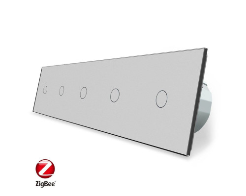 Умный сенсорный ZigBee выключатель 5 сенсоров (1-1-1-1-1) серый стекло Livolo (VL-C705Z-15)