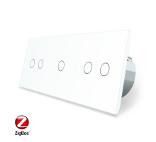 Умный сенсорный ZigBee выключатель 5 сенсоров (2-1-2) белый стекло Livolo (VL-C702Z/C701Z/C702Z-11)