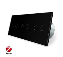 Умный сенсорный ZigBee выключатель 6 сенсоров (2-2-2) черный Livolo (VL-C702Z/C702Z/C702Z-12)
