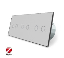 Умный сенсорный ZigBee выключатель 6 сенсоров (2-2-2) серый Livolo (VL-C702Z/C702Z/C702Z-15)