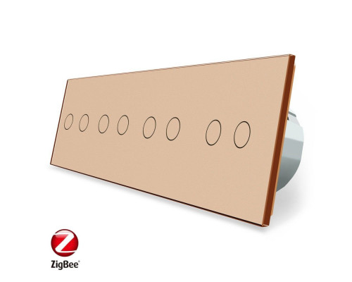 Умный сенсорный ZigBee выключатель 8 сенсоров (2-2-2-2) золото Livolo (VL-C708Z-13)