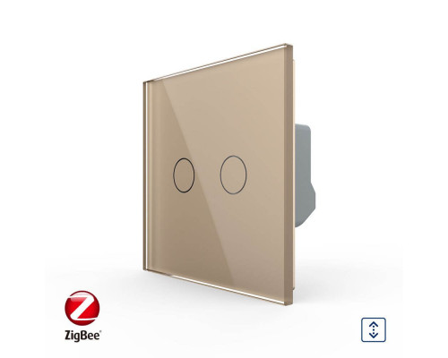 Умный сенсорный ZigBee выключатель для роллет золотой Livolo (VL-C7FC2NWZ-2GAP)