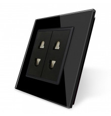 Универсальная двойная розетка 2 стандарта в 1 черный Livolo (VL-C7C2A-12)