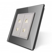 Универсальная двойная розетка 2 стандарта в 1 серый Livolo (VL-C7C2A-15)