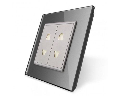 Универсальная двойная розетка 2 стандарта в 1 серый Livolo (VL-C7C2A-15)