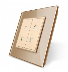 Универсальная двойная розетка 2 стандарта в 1 золотой Livolo (VL-C7C2A-13)