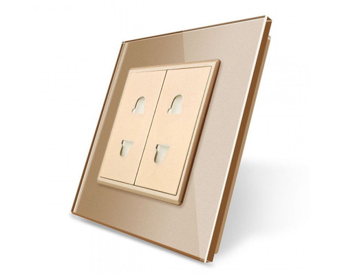 Универсальная двойная розетка 2 стандарта в 1 золотой Livolo (VL-C7C2A-13)