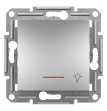 Кнопочный выключатель "свет" самозажимной с подсветкой Asfora алюминий