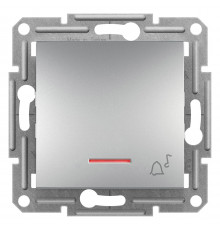 Кнопочный выключатель "звонок" самозажимной с подсветкой Asfora алюминий