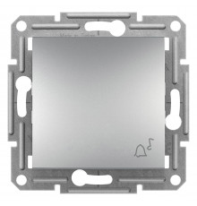 Кнопочный выключатель с символом "звонок", самозажимной, Asfora алюминий