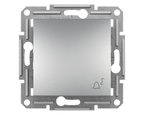 Кнопочный выключатель с символом "звонок", самозажимной, Asfora алюминий