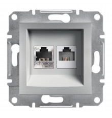 Розетка компьютерная RJ45 кат. 5е и телефонная розетка RJ11 Asfora алюминий