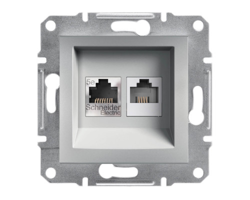 Розетка компьютерная RJ45 кат. 5е и телефонная розетка RJ11 Asfora алюминий