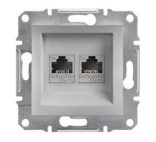 Розетка компьютерная RJ45 UTP кат. 5е двойная Asfora алюминий