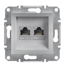 Розетка компьютерная RJ45 UTP кат. 5е двойная Asfora алюминий