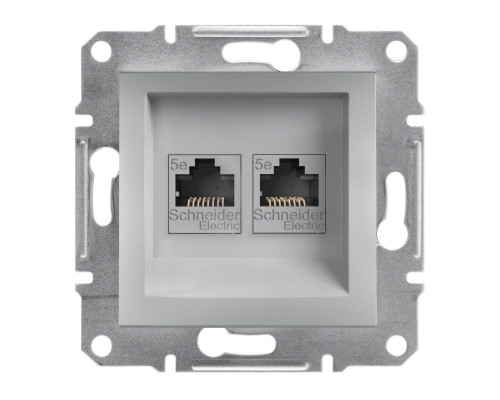 Розетка компьютерная RJ45 UTP кат. 5е двойная Asfora алюминий