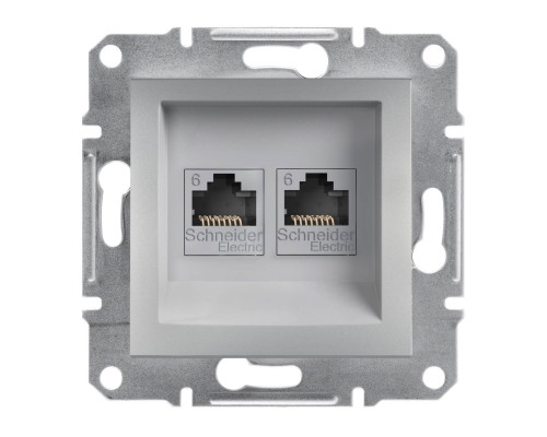 Розетка компьютерная RJ45 UTP кат.6 двойная Аsfora алюминий