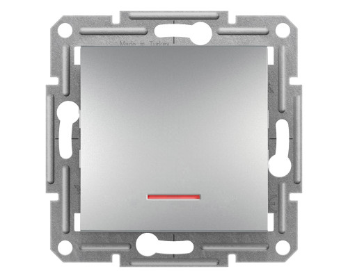 Переключатель одноклавишный самозажимной с подсветкой Аsfora алюминий