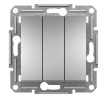 Выключатель трехклавишный алюминий Asfora
