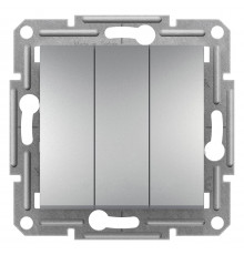 Выключатель трехклавишный алюминий Asfora